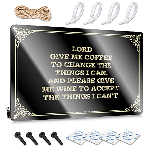 Lustiges Hausdekor Lord, Give Me Coffee To Change The Things I Can. And Please Give Me Wine To Accept The Things I Can'T; Blechschild für den Außenbereich und Dekoration für den Außenbereich (Farbe: von STUDE