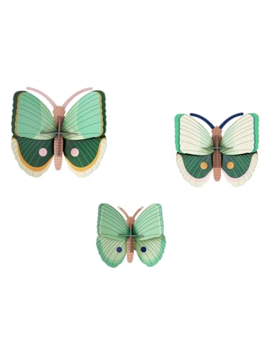studio ROOF, Wandkunst, Schmetterlinge, Farn gestreift, Schmetterling, 3er-Set, umweltfreundlich und kreatives Geschenk von STUDIO ROOF