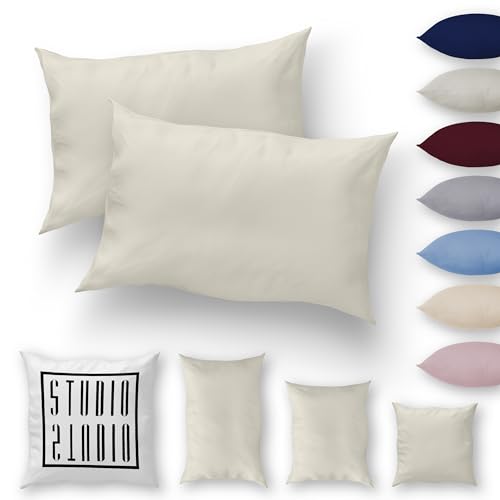 STUDIO Basic Kissenbezug 2er Pack 40x60, 100% gekämmte Baumwolle, Markenqualität, Schlafzimmer Kissenhülle 40x60cm, Doppelpack - Schnee von STUDIO
