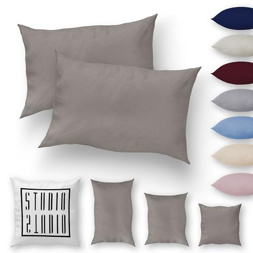 STUDIO Basic Kissenbezug 2er Pack 40x80, 100% gekämmte Baumwolle, Markenqualität, Schlafzimmer Kissenhülle 40x80cm, Doppelpack - Taupe von STUDIO