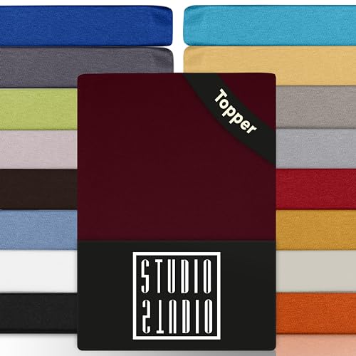 STUDIO Basic Topper Spannbettlaken 180x200cm, 100% gekämmte Baumwolle, Oeko-TEX 100, Markenqualität, Bettlaken 180x200 Topperbezug Jersey - Bordeaux STUDIO Basic Topper Spannbettlaken 180x200cm, 100% gekämmte Baumwolle, Oeko-TEX 100, Markenqualität, Bettlaken 180x200 Topperbezug Jersey - Bordeaux von STUDIO