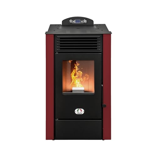 STUFE A PELLET ITALIA Alaska 10 KW WiFi | Pelletöfen mit Belüftung Effizienz 91% Heizt 85m² Autonomie 20 Sdt. Programmierbar WiFi-Fernsteuerung 5 Geschwindigkeiten und Kräfte 24M Garantie Rot von STUFE A PELLET ITALIA