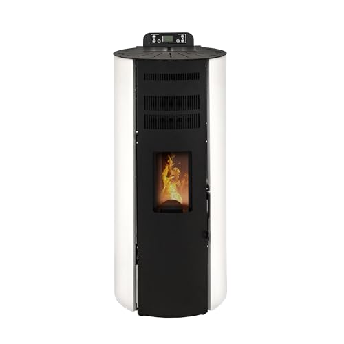 STUFE A PELLET ITALIA Boston 14 KW WiFi | Pelletöfen Effizienz 89% Heizt 130m² Autonomie 15 Std. Programmierbar WiFi-Steuerung 5 Geschwindigkeiten und Leistungsstufen 24 M Garantie Weiß von STUFE A PELLET ITALIA