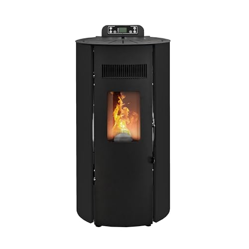 STUFE A PELLET ITALIA Boston 9 KW | Pelletöfen Effizienz 91% Heizt 80m² Autonomie 21 Std. Programmierbar 5 Geschwindigkeiten und Leistungsstufen 24 M Garantie Schwarz von STUFE A PELLET ITALIA