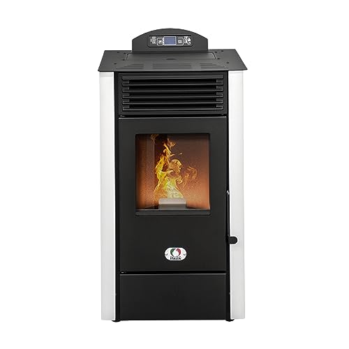 STUFE A PELLET ITALIA California 10 KW | Pelletöfen Effizienz 90% Heizt 80m² Autonomie 20 Std. Programmierbar 5 Geschwindigkeiten und Leistungsstufen Kompaktes Design 24 Monate Garantie Weiß von STUFE A PELLET ITALIA