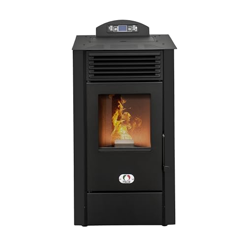 STUFE A PELLET ITALIA California 8 KW | Pelletöfen Effizienz 91% Heizt 70m² Autonomie 20 Std. Programmierbar 5 Geschwindigkeiten und Leistungsstufen Kompaktes Design 24 Monate Garantie Schwarz von STUFE A PELLET ITALIA