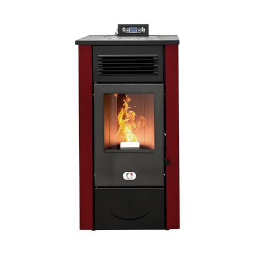 STUFE A PELLET ITALIA Canada 12 KW 5 Sterne | Pelletöfen Effizienz 91% Heizt 120m² Autonomie 15 Std. 5-Sterne-Zertifiziert Programmierbar 5 Kräfte 24 Monate Garantie Rot von STUFE A PELLET ITALIA