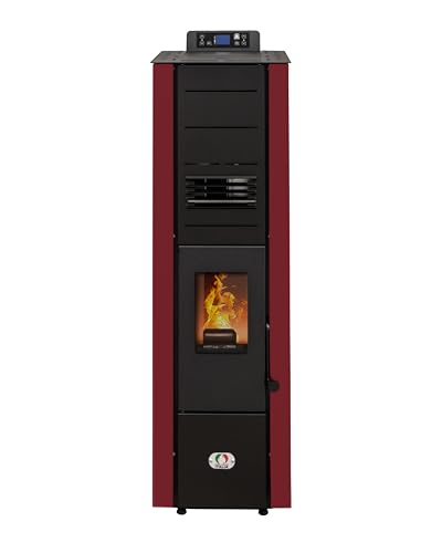 STUFE A PELLET ITALIA Colonna 10 KW | Pelletöfen Effizienz 85% Heizt 80m² Superkompaktes Design Programmierbar 5 Geschwindigkeiten und Leistungsstufen 24 Monate Garantie Rot von STUFE A PELLET ITALIA