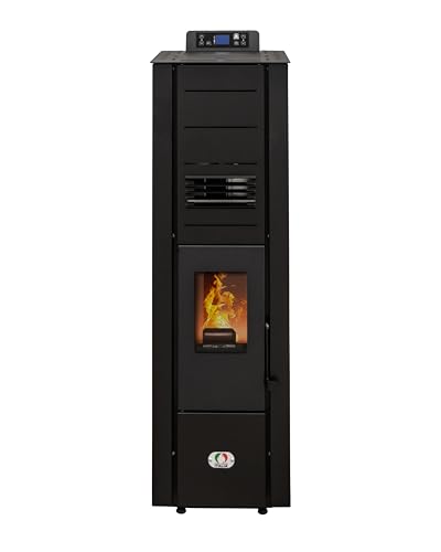 STUFE A PELLET ITALIA Colonna 10 KW WiFi | Pelletöfen Effizienz 85% Heizt 80m² Superkompaktes Design WiFi-Steuerung Programmierbar 5 Geschwindigkeiten und Leistungsstufen 24 Monate Garantie Schwarz von STUFE A PELLET ITALIA
