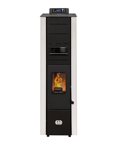 STUFE A PELLET ITALIA Colonna 10 KW WiFi | Pelletöfen Effizienz 85% Heizt 80m² Superkompaktes Design WiFi-Steuerung Programmierbar 5 Geschwindigkeiten und Leistungsstufen 24 Monate Garantie Weiß von STUFE A PELLET ITALIA