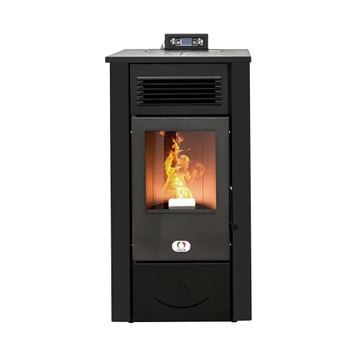 STUFE A PELLET ITALIA Canada 12 KW 5 Sterne WiFi | Pelletöfen Effizienz 91% Heizt 120m² Autonomie 15 Std. 5-Sterne-Zertifiziert Programmierbar WiFi-Steuerung 5 Kräfte 24 Monate Garantie Schwarz von STUFE A PELLET ITALIA