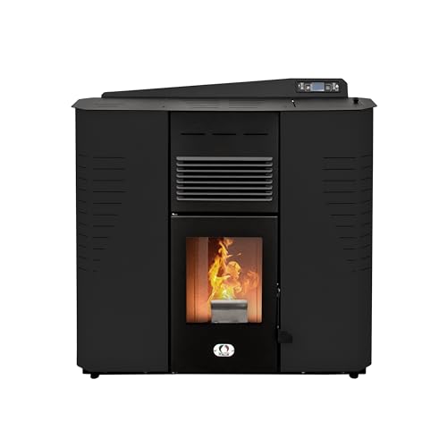 STUFE A PELLET ITALIA Marmolada 14 KW WiFi | Pelletöfen Effizienz 92% Heizt 130m² Autonomie 19 Std WiFi-Steuerung Programmierbar 5 Geschwindigkeiten und Kräfte Kompaktes Design 24 M Garantie Schwarz von STUFE A PELLET ITALIA