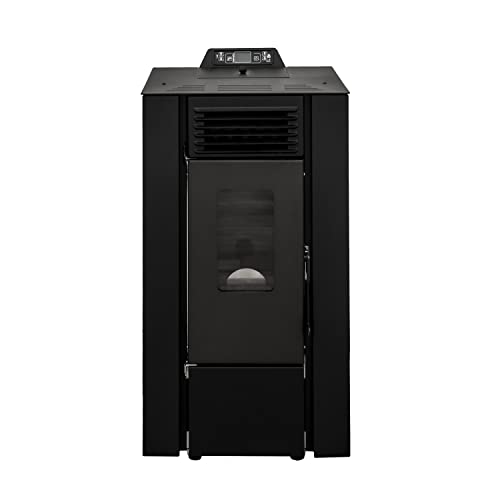 STUFE A PELLET ITALIA - Mod. CUBO Kanalisierter 9Kw - Effizienz 91%, Heizt 90m², 21 Std. Autonomie, 5 Geschwindigkeiten, 5 Leistungsstufen, Programmierbar, 24 Monate Garantie (Schwarz) von STUFE A PELLET ITALIA