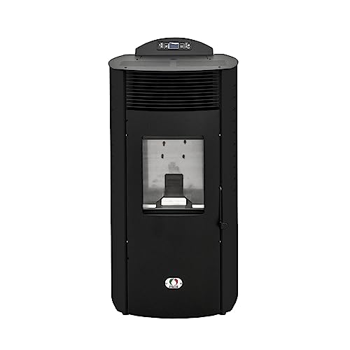 STUFE A PELLET ITALIA Siberia Aria New 18 KW Doppel Kanalisieren | Pelletöfen Effizienz 91% Heizt 180m² Autonomie 30 Std Programmierbar 5 Geschwindigkeiten und Kräfte 24 Monate Garantie Schwarz von STUFE A PELLET ITALIA