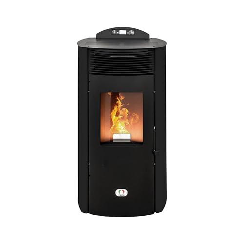STUFE A PELLET ITALIA Siberia Aria New 15 KW WiFi | Pelletöfen Heizt 140m² Effizienz 92% Autonomie 30 Std Programmierbar WiFi-Steuerung 5 Geschwindigkeiten und Kräfte 24 Monate Garantie Schwarz von STUFE A PELLET ITALIA