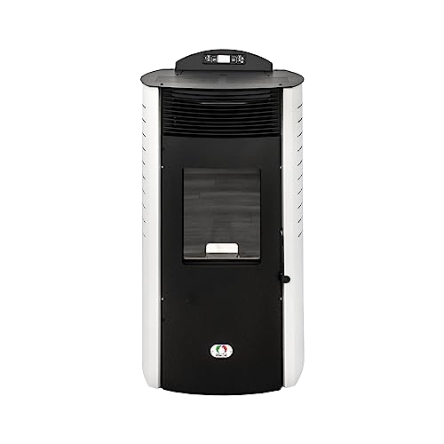 STUFE A PELLET ITALIA - Sibirien New 15 kW Kanal WI-FI - Luftheizung, Heizung 140 m², Effizienz 92%, Autonomie 30H, 5 Geschwindigkeiten und Leistungen, programmierbar, Garantie 24 Monate, weiß von STUFE A PELLET ITALIA