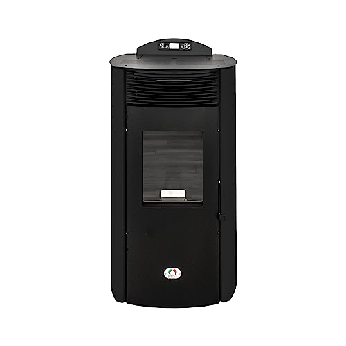 STUFE A PELLET ITALIA - Sibirien New 15 kW Kanal WI-FI - Luftheizung, Heizung 140 m², Effizienz 92%, Autonomie 30H, 5 Geschwindigkeiten und Leistungen, programmierbar, Garantie 24 Monate, schwarz von STUFE A PELLET ITALIA