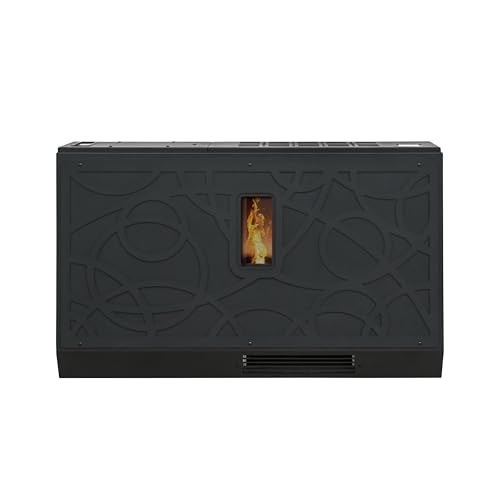STUFE A PELLET ITALIA Super Slim 7 KW WiFi | Pelletöfen mit Belüftung Modernes und Kompaktes Design Effizienz 91% Heizt 70m² Autonomie 18 Sdt Programmierbar 5 Kräfte 24 Monate Garantie Schwarz von STUFE A PELLET ITALIA