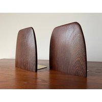 2x Rare Mid Century 60Er African Wenge Brass Buchstützen Bookends Regal Danish Minimalist Mcm von STUGALOVE