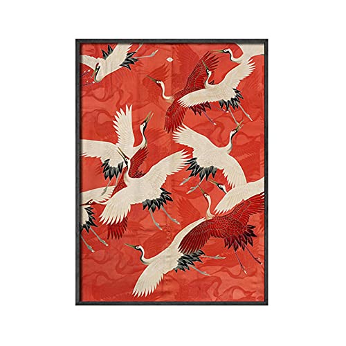 STUKE Wanddeko Wohnzimmer Abstrakte Kraniche Retro Bild Gemälde auf Leinwand Wand Bilder Poster und Kunstdruckee Wohnzimmer Schlafzimmer Heimdekoration 50x70cm Ohne Rahmen von STUKE