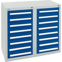 Schubladenschrank Serie T-100/35-2, 16 Schubladen enzianblau (16x100mm) - Stumpf von STUMPF
