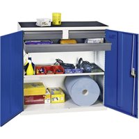 Stumpf Werkzeug- und Materialschrank Serie 3000 lichtgrau / enzianblau + 2 Schubladen 100 mm + 1 Schublade 100 mm durchgehend + 1 Auszugsboden Stumpf Werkzeug- und Materialschrank Serie 3000 lichtgrau / enzianblau + 2 Schubladen 100 mm + 1 Schublade 100 mm durchgehend + 1 Auszugsboden von STUMPF