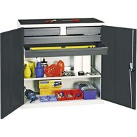 Werkzeug- und Materialschrank Serie 3000 lichtgrau / anthrazitgrau + 2 Schubladen 100 mm + 2 Schubladen 100 mm durchgehend + 1 Auszugsboden - 3007471 Werkzeug- und Materialschrank Serie 3000 lichtgrau / anthrazitgrau + 2 Schubladen 100 mm + 2 Schubladen 100 mm durchgehend + 1 Auszugsboden - 3007471 von STUMPF