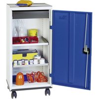 Werkzeug- und Materialschrank Serie 3000 lichtgrau / enzianblau + 1 Schublade 100 mm + 2 Auszugsböden Rolluntersatz - 3093174 - Stumpf von STUMPF