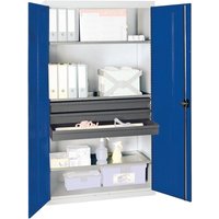 Werkzeug- und Materialschrank Serie 3000 lichtgrau / enzianblau + 3 Schublade 100 mm + 3 Auszugsböden durchgehend - 3008274 - Stumpf Werkzeug- und Materialschrank Serie 3000 lichtgrau / enzianblau + 3 Schublade 100 mm + 3 Auszugsböden durchgehend - 3008274 - Stumpf von STUMPF