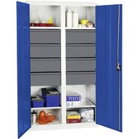Werkzeug- und Materialschrank Serie 3000 lichtgrau / enzianblau + 8 Schublade 200 mm + Mitteltrennwand + 4 Auszugsböden - 3004674 - Stumpf Werkzeug- und Materialschrank Serie 3000 lichtgrau / enzianblau + 8 Schublade 200 mm + Mitteltrennwand + 4 Auszugsböden - 3004674 - Stumpf von STUMPF