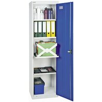 Stumpf - Werkzeugschrank mit 1 Tür HxBxT 180x50x50cm 4 verzinkte Fachböden Lichtgrau/Enzianblau - Hellgrau von STUMPF