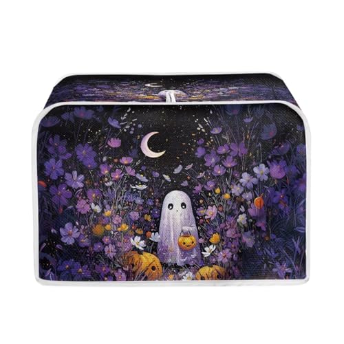 STUOARTE 2 Scheiben Toaster Abdeckung Geist Kürbis Blume gedruckt staubdicht Fingerabdruck Brot Toaster Ofen Staubschutz Küche Kleingeräte Schutz Halloween Dekor von STUOARTE