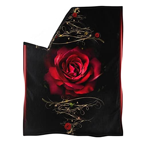 STUOARTE Flanelldecke mit Blumenmuster für Couch, Schlafzimmer, Sofa, rote Rose, warm, flauschig, Korallen-Fleece-Decke für Erwachsene und Kinder, weiche Überwürfe für Einzel-Yoga-Decke von STUOARTE