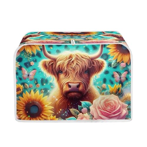 STUOARTE Highland Cattle Sunflower Printed 2 Slice Toaster Cover, Kitchen Small Appliance Dust Protection, Fingerprint Bread Toaster Oven Cover STUOARTE Highland Cattle Sunflower Printed 2 Slice Toaster Cover, Kitchen Small Appliance Dust Protection, Fingerprint Bread Toaster Oven Cover von STUOARTE