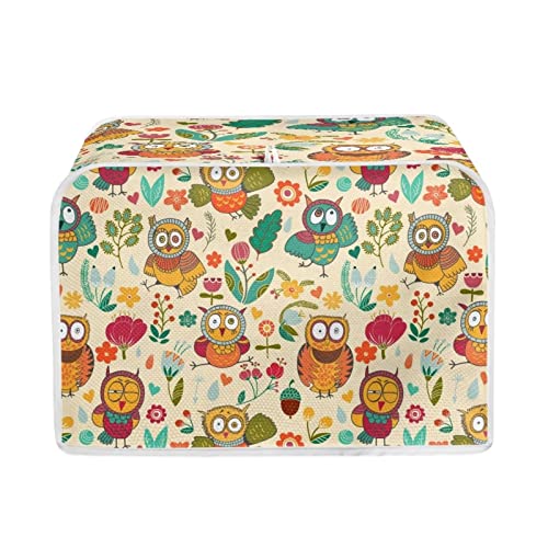STUOARTE Toaster-Abdeckung für 2 Scheiben mit Blumen, Eule, niedliche Abdeckung für Brotbackmaschine, Küche, kleine Geräte, universelle Mikrowellen-Abdeckung, staubdichte Abdeckung für die meisten von STUOARTE