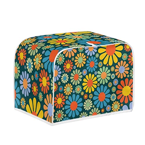 STUOARTE Toaster-Abdeckung mit Blumenmotiv und Gänseblümchen-Motiv, 2 Scheiben, Hahn-Muster, Brot-Toaster, Ofentuch-Abdeckung, zwei Scheiben, Toaster-Abdeckung, Backgeschirr-Schutz von STUOARTE
