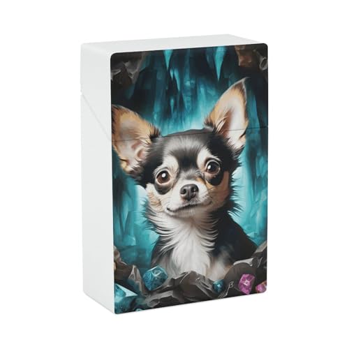 Gem Cave Chihuahua Zigarettenetui Tragbare Zigarettenhalter Fall Langlebige Zigarettenetuis & Spender von STVNKML