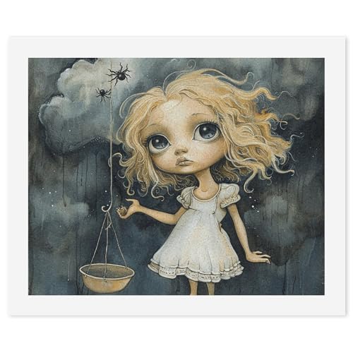 STVNKML Malen nach Zahlen-Set für Erwachsene und Anfänger, DIY Erwachsene Malen nach Zahlen Kits auf Leinwand, Blondes Mädchen mit großen Augen, digitale Ölnummern-Malerei-Sets für Heimdekoration von STVNKML