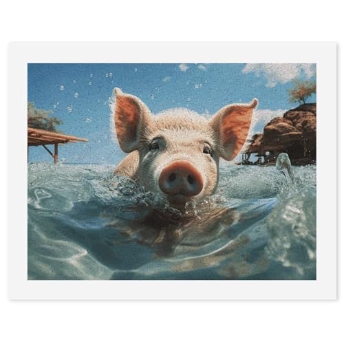 STVNKML Malen nach Zahlen-Set für Erwachsene und Anfänger, DIY Erwachsene Malen nach Zahlen Kits auf Leinwand, PigSwim Bathe, digitale Ölnummern-Malerei-Sets für Heimdekoration, Geschenk, 30 x 40 cm von STVNKML