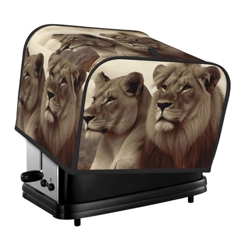 Afrikanische Löwe und Löwin 4 Scheiben Toaster-Abdeckungen, gesteppte Abdeckung für Brotbackmaschine, kleine Geräteabdeckung mit Griff für Zuhause, Tisch, Küche, Dekoration von STVYUKL