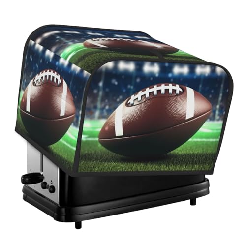 American Football 4-Scheiben-Toaster-Abdeckungen, gesteppte Abdeckung für Brotbackmaschine, kleine Geräteabdeckung mit Griff für Zuhause, Tisch, Küche, Dekoration von STVYUKL