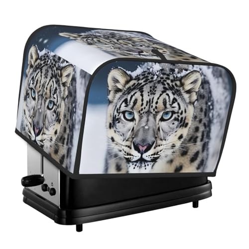 Blauäugiger Schneeleopard für 4 Scheiben, Toaster-Abdeckungen, gesteppte Abdeckung für kleine Geräte, mit Griff, für Zuhause, Tisch, Küche, Dekoration von STVYUKL