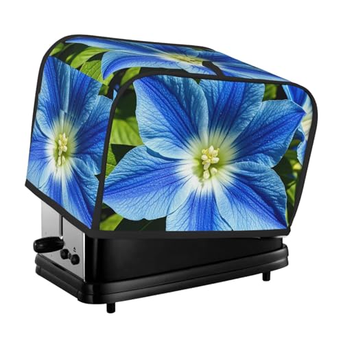 Blaue Blumen 2 Scheiben Toaster-Abdeckungen, gesteppte Brotbackmaschinen-Abdeckung, kleine Geräteabdeckung mit Griff für Zuhause, Tisch, Küche, Dekor von STVYUKL