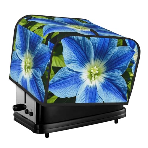 Blaue Blumen 4 Scheiben Toaster-Abdeckungen, gesteppte Brotbackmaschinen-Abdeckung, kleine Geräteabdeckung mit Griff für Zuhause, Tisch, Küche, Dekor von STVYUKL