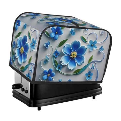 Blaue Mini-Blumen-Wirbel-Abdeckung für 2 Toaster, gesteppt, für Brot, kleine Geräte, mit Griff, für Zuhause, Tisch, Küche, Dekoration von STVYUKL