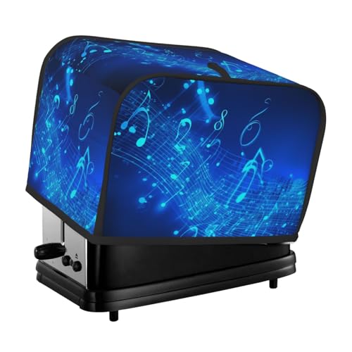 Blaue Musiknoten-Abdeckung für 2 Toaster, gesteppt, für Brot, kleine Geräte, mit Griff, für Zuhause, Tisch, Küche, Dekoration von STVYUKL