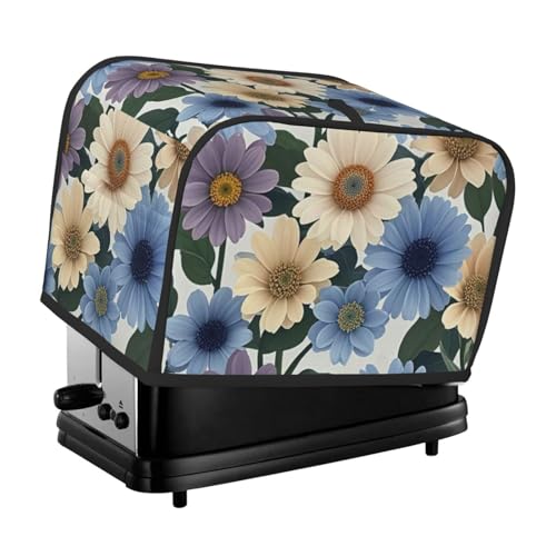 Blaue und hellbeige Blumen 2 Scheiben Toaster-Abdeckungen, gesteppte Brotbackmaschinen-Abdeckung, kleine Geräteabdeckung mit Griff für Zuhause, Tisch, Küche, Dekor von STVYUKL