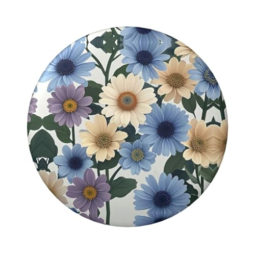 Blaue und hellbeige Blumen-Anstecknadeln, 6,1 cm, rund, Metall, personalisiertes Bild, Foto, Anstecknadel-Set für Bastelbedarf, Weihnachten, DIY-Projekte von STVYUKL