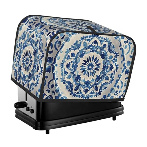 Blaue und weiße Textur, 2 Scheiben, Toaster-Abdeckungen, gesteppte Abdeckung für kleine Geräte, mit Griff, für Zuhause, Tisch, Küche, Dekoration von STVYUKL