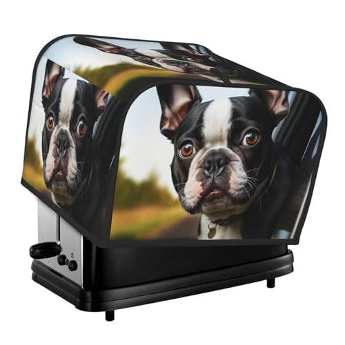 Boston Terrier 4-Scheiben-Toaster-Abdeckungen, gesteppte Abdeckung für kleine Geräte, mit Griff, für Zuhause, Tisch, Küche, Dekoration von STVYUKL